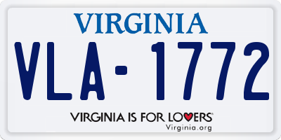 VA license plate VLA1772