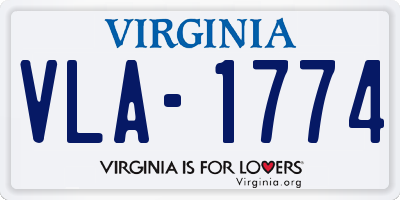VA license plate VLA1774