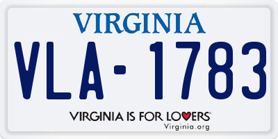 VA license plate VLA1783