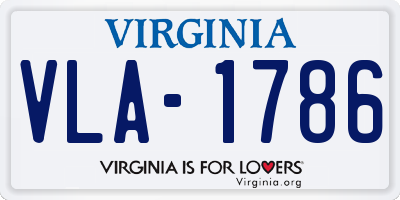 VA license plate VLA1786