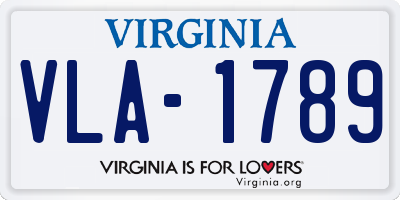 VA license plate VLA1789