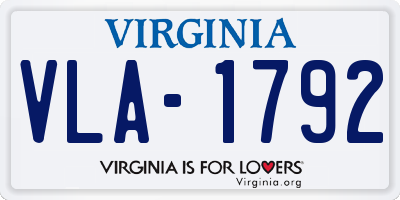 VA license plate VLA1792