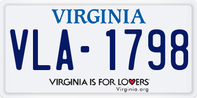 VA license plate VLA1798