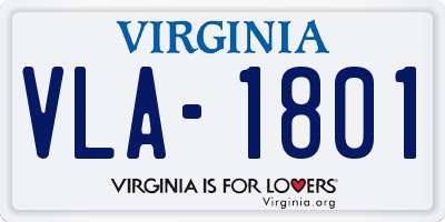 VA license plate VLA1801