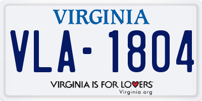 VA license plate VLA1804
