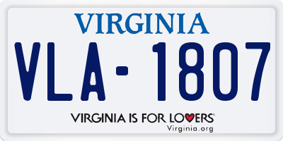 VA license plate VLA1807