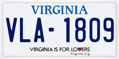 VA license plate VLA1809