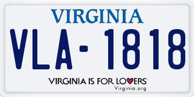 VA license plate VLA1818