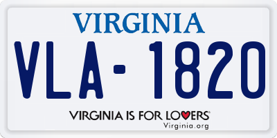 VA license plate VLA1820