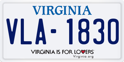 VA license plate VLA1830