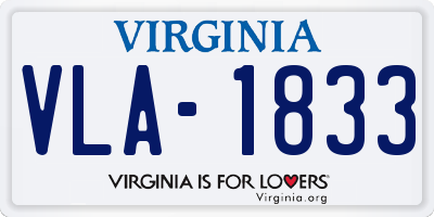 VA license plate VLA1833