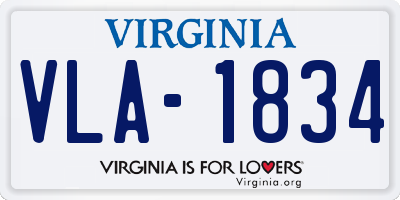 VA license plate VLA1834