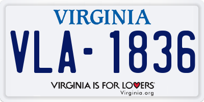 VA license plate VLA1836