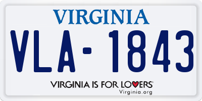 VA license plate VLA1843