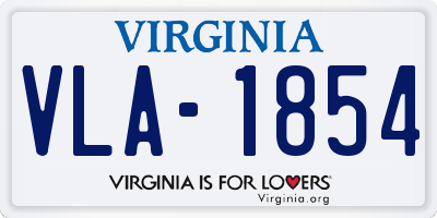 VA license plate VLA1854