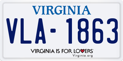 VA license plate VLA1863