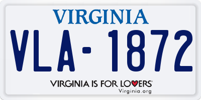 VA license plate VLA1872