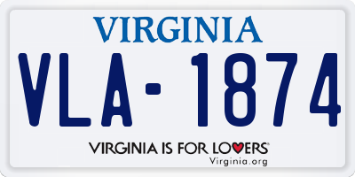 VA license plate VLA1874