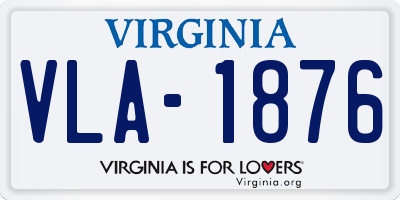 VA license plate VLA1876