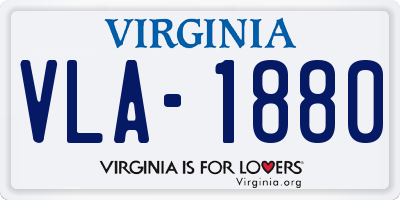 VA license plate VLA1880