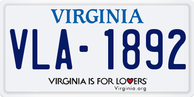 VA license plate VLA1892