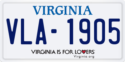 VA license plate VLA1905