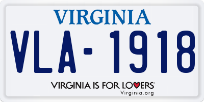 VA license plate VLA1918