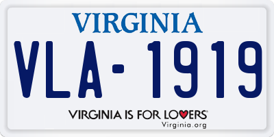 VA license plate VLA1919