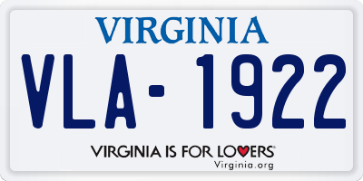 VA license plate VLA1922