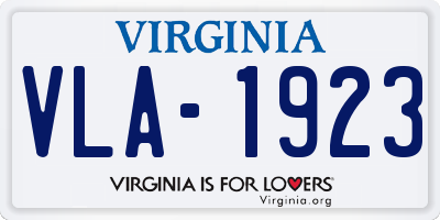 VA license plate VLA1923