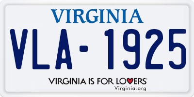 VA license plate VLA1925