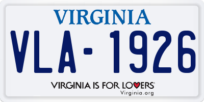 VA license plate VLA1926