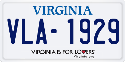 VA license plate VLA1929