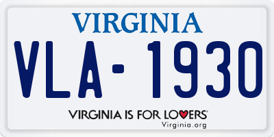 VA license plate VLA1930