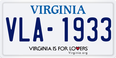 VA license plate VLA1933