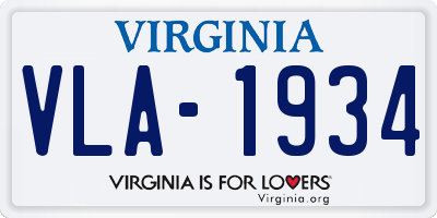 VA license plate VLA1934