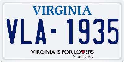 VA license plate VLA1935