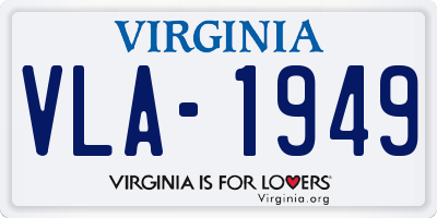 VA license plate VLA1949