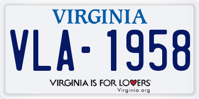 VA license plate VLA1958