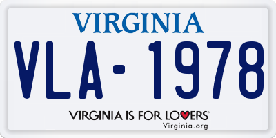 VA license plate VLA1978