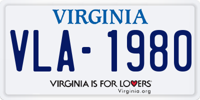 VA license plate VLA1980