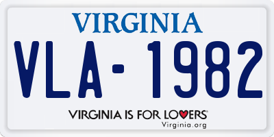 VA license plate VLA1982