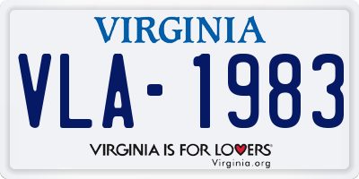 VA license plate VLA1983