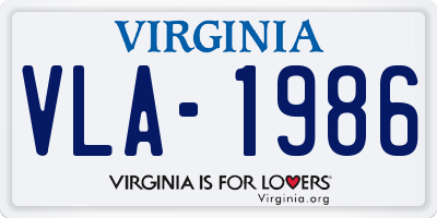 VA license plate VLA1986