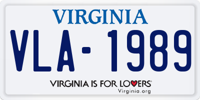VA license plate VLA1989