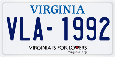 VA license plate VLA1992