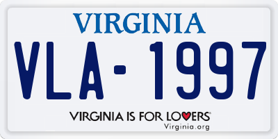 VA license plate VLA1997