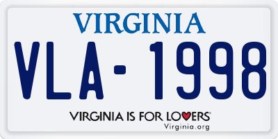 VA license plate VLA1998