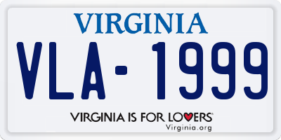 VA license plate VLA1999