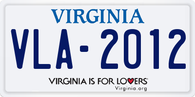 VA license plate VLA2012